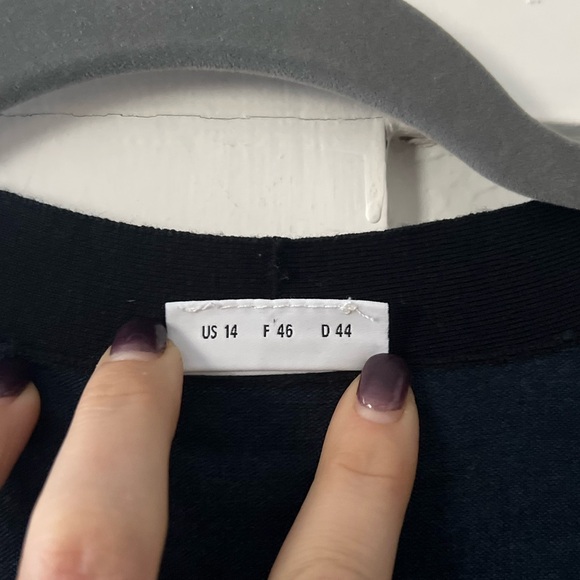 Akris Punto 100% Wool Black Navy Blue Cream Color Block Cardigan Sweater Sz 14 - Picture 3 of 8